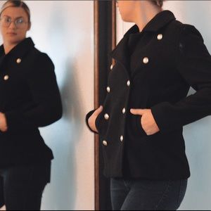 Black H&M Pea Coat w Button Detailing
